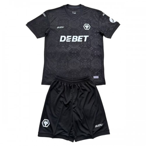 Officiële Voetbalshirt + Korte Broek Doelman Wolverhampton 2025-26 Zwarte - Kids Officiële Voetbalshirt + Korte Broek Doelman Wolverhampton 2025-26 Zwarte - Kids